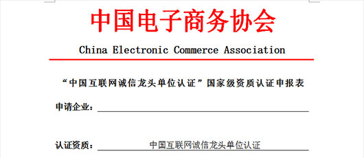中国电子商务协会--“龙头单位认证”资质认证申报表
